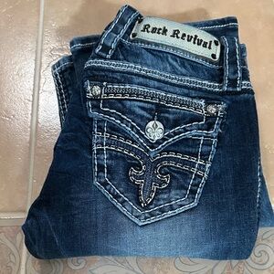 Rock Revival Women's Dark Blue Embellished Boot Jeans